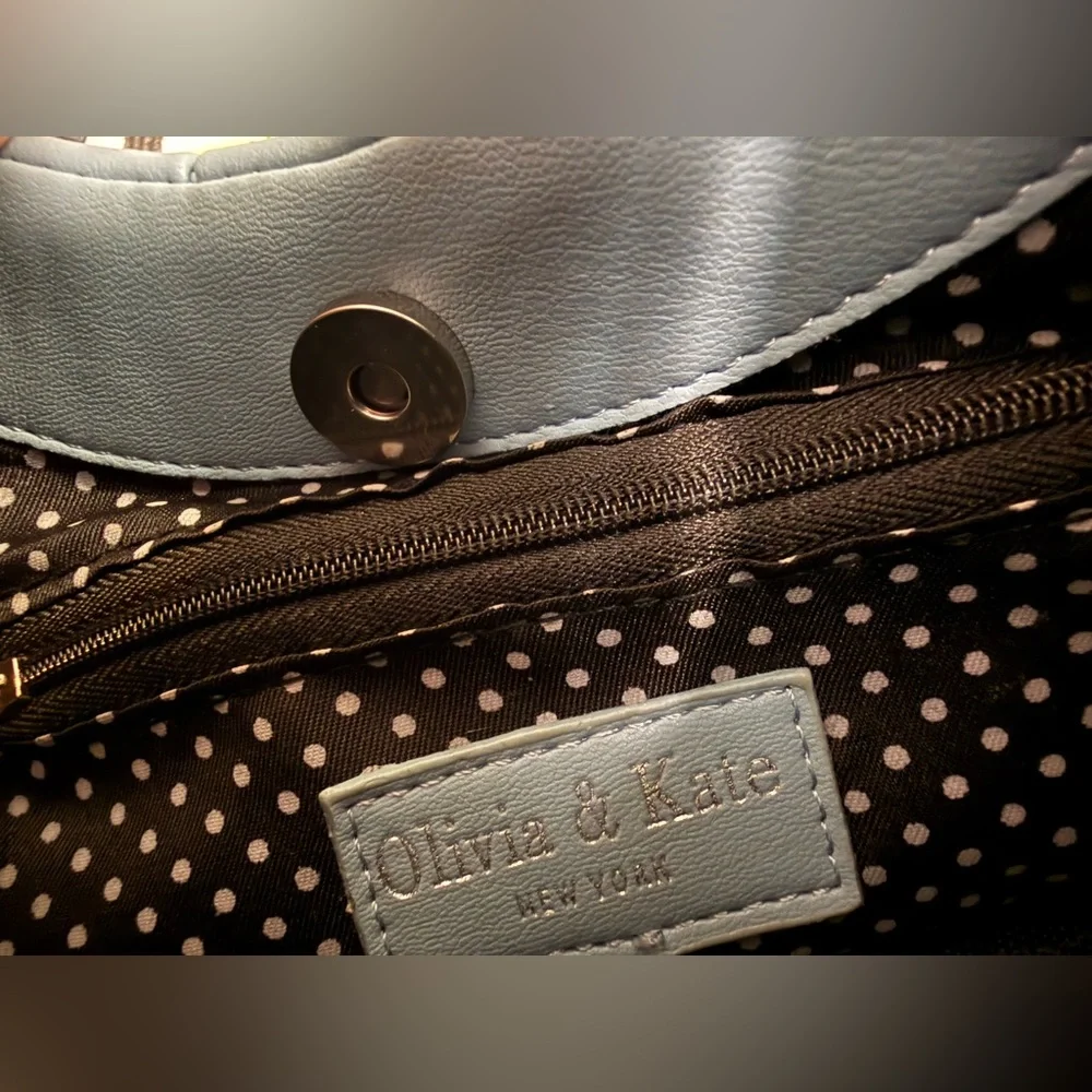 Olivia & Kate Light Blue Faux Leather Mini Shoulder Bag - Picture 7 of 10